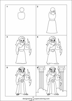 Как нарисовать мультяшного Зевса