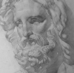 Иллюстрация зевс в стиле академический рисунок, графика, живопись