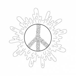 Знак мира линии искусства ретро символ хиппи жаркое летнее солнце счастье свобода и любовь ручной рисунок векторные каракули иллюстрации простой эскиз