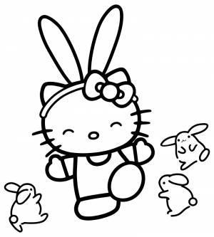 Раскраски hello kitty зайчик