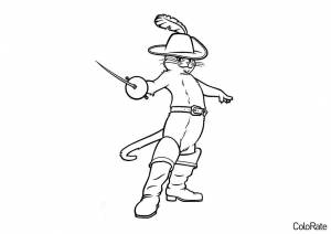 Раскраска Отважный Кот в сапогах