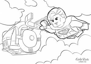 Раскраска LEGO Супермен и вертолет