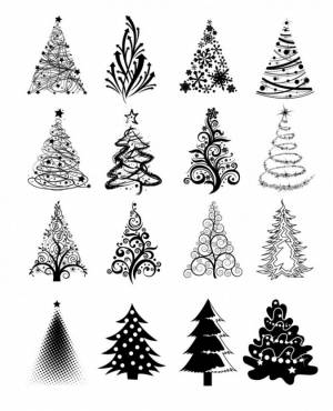 Елка рисунок трафарет необычная