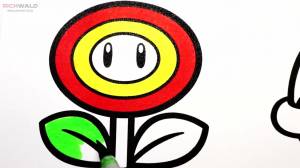 Раскраска Супер Марио Брос \ Super Mario Bros \ Fire Flower, Toad, Super Star and Kroopa Troopa