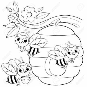 Bees Flying Around A Beehive