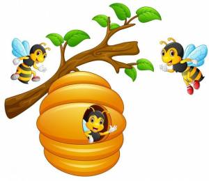Las abejas salen volando de una colmena