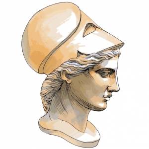 Ручной рисунок векторного эскиза маркера древнегреческой богини афины