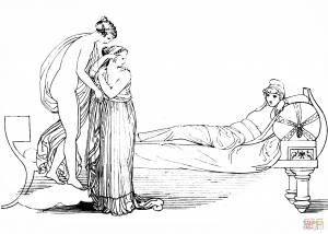 Раскраска Афродита представляет Елену Парису