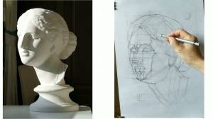 Конструктивный рисунок гипсовой головы Лаокоона