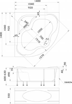 Ванна AFRODITA 140*140