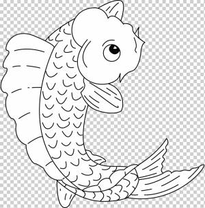 Обыкновенный карп Рисование черно-белой линией арт, живопись, белый, лицо, рука png