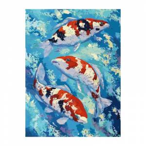 Раскраска по номерам Карпы Кои картина 30х40 см на холсте Белоснежка