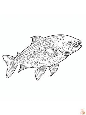Раскраски лосось для печати  для детей и взрослых