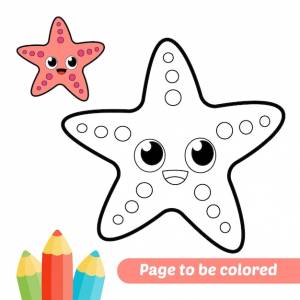 Книжка-раскраска для детей морская звезда вектор