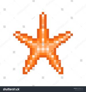 Orange Starfish Pixel Art Symbol Isolated