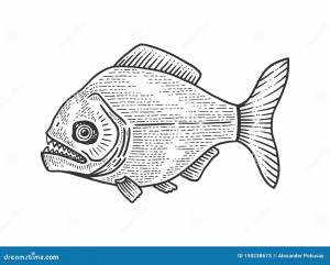Vetor Gravador De Peixe Piranha Ilustração do Vetor