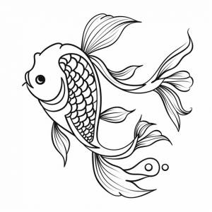 Кои рыба искусство очертание милый ангел милый раскраски каваи линия искусства