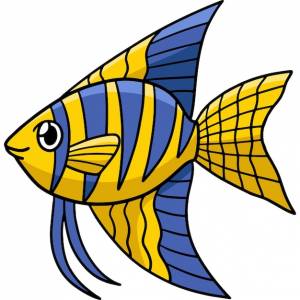 Рыба-ангел морских животных мультяшный цветной клипарт