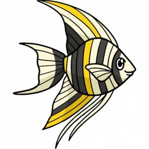 Рыба-ангел морских животных мультяшный цветной клипарт