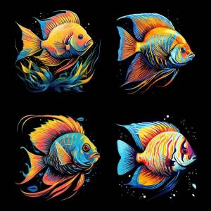 Ангел-рыба акварель векторный дизайн футболки