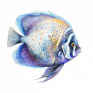 Акварельная живопись emporor рыба-ангел