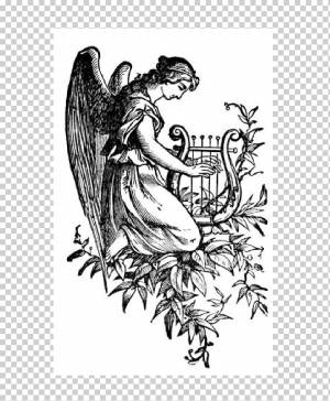 Херувим Арфа Рисование Ангел, акварель, плакат, курица png