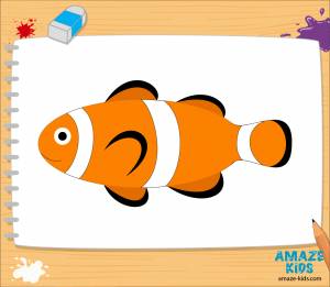 Как нарисовать рыбку клоуна поэтапно карандашом