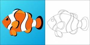 Рыба-клоун подходит для векторной иллюстрации детской раскраски страницы
