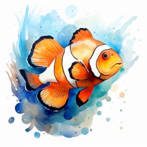 В воде плавает рыба-клоун, генерирующая искусственный интеллект