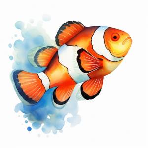 В воде плавает рыба-клоун, генерирующая искусственный интеллект