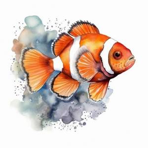 Рыба-клоун с оранжевыми и белыми полосами и генеративным искусственным интеллектом белого тела