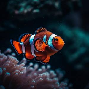 Рыба-клоун плавает в воде