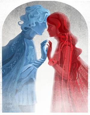 Иллюстрация Ромео и Джульетта в стиле 2d, книжная графика