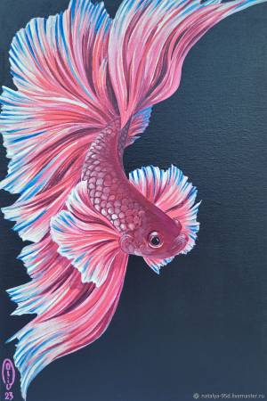 Картина Яркая Рыбка Петушок Акрилом в интернет-магазине Ярмарка Мастеров по цене 1100 ₽