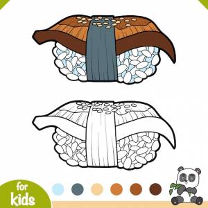 Книжка-раскраска угорь нигири суши с рисом