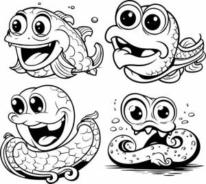 Векторное изображение угря животного черно-белое