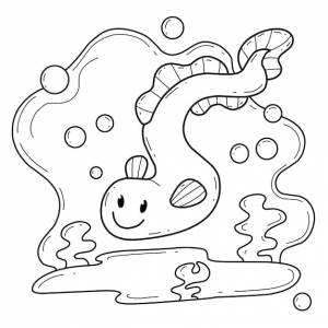 Алфавит раскраски животных изолирован на белом фоне векторный мультфильм угорь