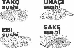 Суши сет рис осьминог креветка лосось авокадо икра угорь водоросли