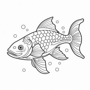 Золотая форель каваи милая рукописная плоская книжка для раскраски каваи линейное искусство