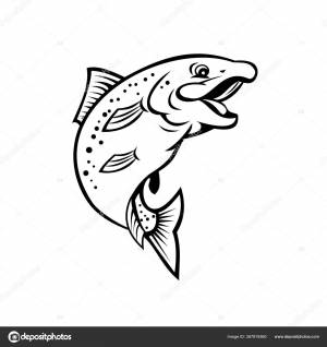 Мультфильм Стиль Иллюстрация Счастливой Радужной Форели Лосося Рыба Прыжки Изолированном Векторное изображение ©patrimonio 387919360