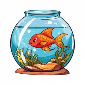 Золотая рыбка в аквариуме с водой