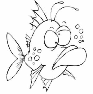 Раскраски Раскраска Рыбка с большими губами рыбы