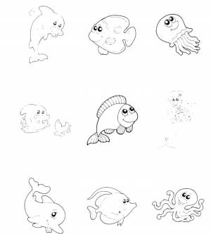 Раскраски Раскраска Контуры морских обитателей морские животные