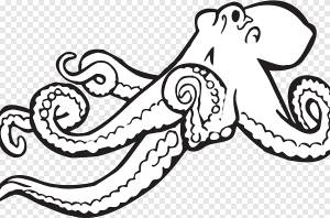 Раскраска Осьминог Open Illustration, раскраски детские мишки 100, позвоночные, монохромный png