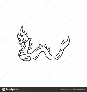 Иконка Драгона Оке Изолирована Тонкой Линией Векторный Дракон Японской Татуировки Векторное изображение ©Seamartini 523361736