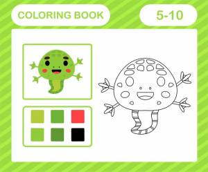 Книжка-раскраска  страница мультфильма милый головастик, развивающая игра для детей в возрасте 5 и 10 лет