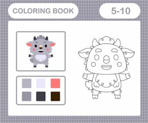 Книжка-раскраска  страница мультфильма милый головастик, развивающая игра для детей в возрасте 5 и 10 лет