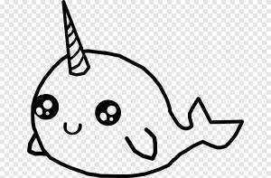 Нарвал Рисование Милашка, листик, подвеска, Разное, белый png