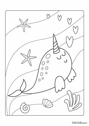 Раскраска Милый нарвал