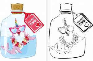 Раскраска нарвал для детей